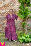 Boho zijden maxi jurk- boho pink