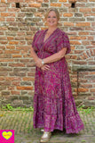 Boho zijden maxi jurk- boho pink