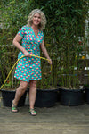 Zoe dress - retro flower turquoise- summer time Made by tantilly tantilly 