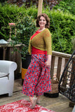 Boho Malana pants-red feathers - bohemian style pants Tantilly 