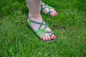handgemaakte sandalen/ slippers- comfortabel- forest aurora