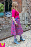 Pre order- Dubbelzijdige wikkelrok- katoen & rozen kobalt - Happiness in a skirt Cotton skirt Tantilly 