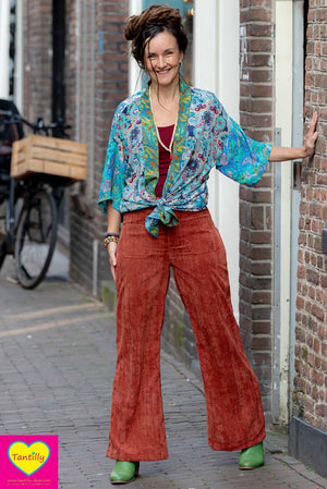 Corduroy velvet broek- velvet touch - casual & chique - katoen (niet stretch) - roestoranje pants Tantilly 