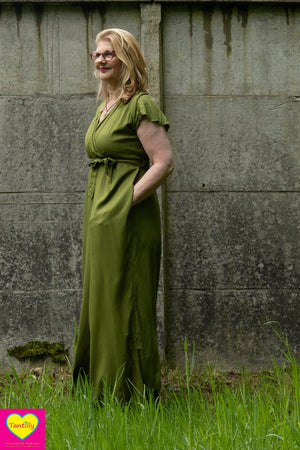 Anastasia jumpsuit - effen mosgroen- rayon