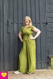 Anastasia jumpsuit - effen mosgroen- rayon Made by tantilly tantilly 