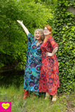 Kleurrijke kaftan- 100% katoen- 1 maat- oranje- roodtinten Tantilly 