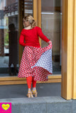 Pre order- Dubbelzijdige wikkelrok- katoen & retro rood - Happiness in a skirt Cotton skirt Tantilly 