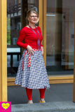 Pre order- Dubbelzijdige wikkelrok- katoen & retro rood - Happiness in a skirt Cotton skirt Tantilly 