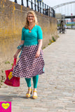 Pre order- Dubbelzijdige wikkelrok- katoen & retro-bruin-zeegroen- Happiness in a skirt Cotton skirt Tantilly 