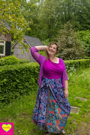 Zijden rok - Lubliana - twee prints gemixt- wikkelrok