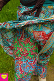 Zijden rok- unieke prints gemixt! -brocante skirt Tantilly 