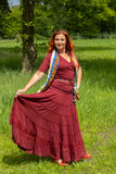 Bohemian katoenen maxi rok - bordeaux skirt Tantilly 