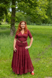Bohemian katoenen maxi rok - bordeaux skirt Tantilly 