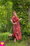 Kleurrijke kaftan- 100% katoen- 1 maat- oranje- roodtinten Tantilly 