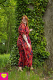 Kleurrijke kaftan- 100% katoen- 1 maat- oranje- roodtinten Tantilly 