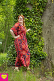 Kleurrijke kaftan- 100% katoen- 1 maat- oranje- roodtinten Tantilly 