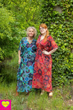 Kleurrijke kaftan- 100% katoen- 1 maat- oranje- roodtinten Tantilly 