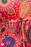 Kleurrijke kaftan- 100% katoen- 1 maat- oranje- roodtinten Tantilly 