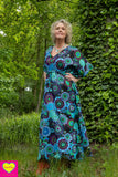 Kleurrijke kaftan- 100% katoen- 1 maat- blauwtinten Tantilly 