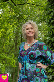 Kleurrijke kaftan- 100% katoen- 1 maat- blauwtinten Tantilly 
