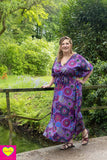 Kleurrijke kaftan- 100% katoen- 1 maat- paarstinten Tantilly 