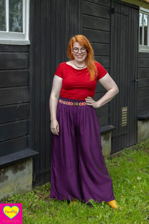 Hadera broek - zomer broek rayon- donkerpaars