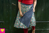 Dubbelzijdige wikkelrok- katoen & jeans- bloemen amore Cotton skirt Tantilly 