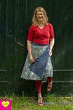 Dubbelzijdige wikkelrok- katoen & jeans- bloemen amore Cotton skirt Tantilly 
