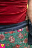 Dubbelzijdige wikkelrok- katoen & jeans- bloemen amore Cotton skirt Tantilly 
