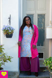 Retro tuniek- langere versie- zijdemix- morgenblauw Tunic Tantilly 