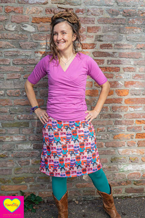 Wrap top - katoen stretch- lila pink