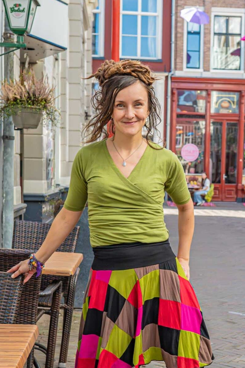 Helma jurk katoen- luiaard - gemaakt door Tantilly
