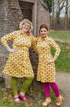 Lilou dress-  retro flowers yellow- made by tantilly