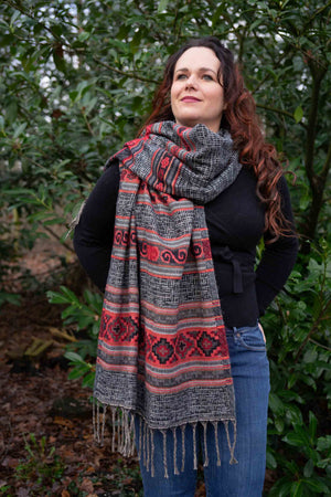 Winter style- warme wintersjaal - zigzag black