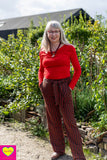 Waterval top viscose- felrood- lange mouwen shirt Tantilly 