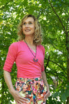 Cotton stretch wrap top - long/short sleeves- new pink 2024 shirt Tantilly 