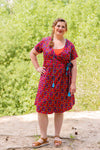 One cotton dress with 2 different prints - reversible wrap dress- pink jungle vibe Reversible dress Tantilly 