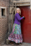 Silkmix handmade boho skirt- patchwork design- pink paisley skirt Tantilly 