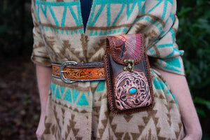 Unique Leather Hip-Handbag, Indian Vibes