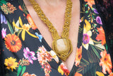 Handmade Macrame Necklace - ocher yellow jasper jewelry Tantilly 
