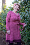 BIA Sarah winter Dress Pink Bordeaux Retro Print winter dresses Tantilly 