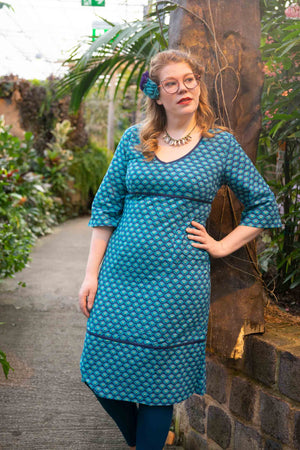 Suzy katoen jurk- back to blue- gemaakt door tantilly