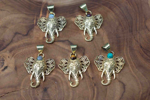 Lucky elephant - Gold brass necklace - choose your colour jewelry Tantilly 