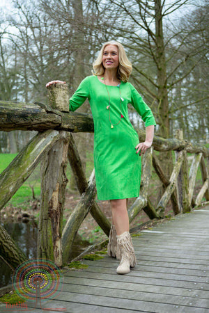 Velvet Sporty Dress - Apple Green