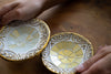 handmade clay bowl embedded with glass -2set gold white galaxy gift tantilly 
