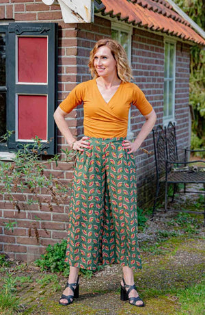 50's retro style pants- retro ginkgo - made by Tantilly- happy print pants Tantilly 