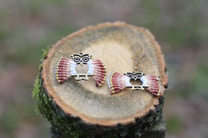 Handmade brown owl - Macrame earrings