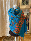 Shanila embroidery handmade scarf - blue garden Scarves Tantilly 