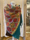 Shanila embroidery handmade scarf -ses green garden Scarves Tantilly 