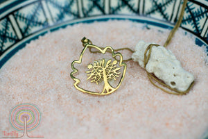 Leaf circle Tree of Life - gold brass necklace jewelry Tantilly 
